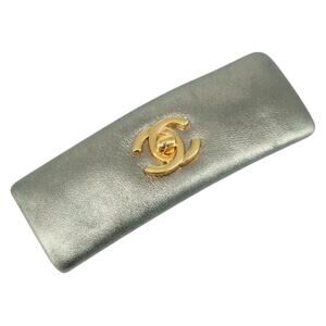 Chanel Coco Mark Lamb Skin Turquoise Blue CC Tie Pin